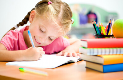 little girl at the desk in Redding